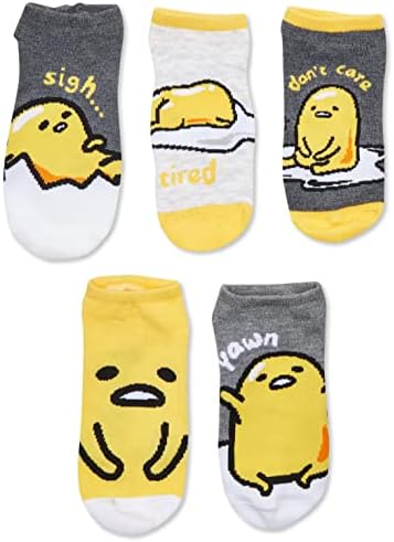 Gudetama Womens 5-Pack No-Show Adorable Socks