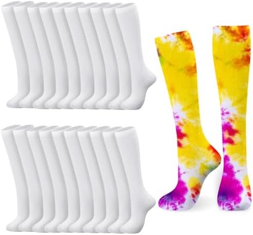12-Pair White Knee-High Socks