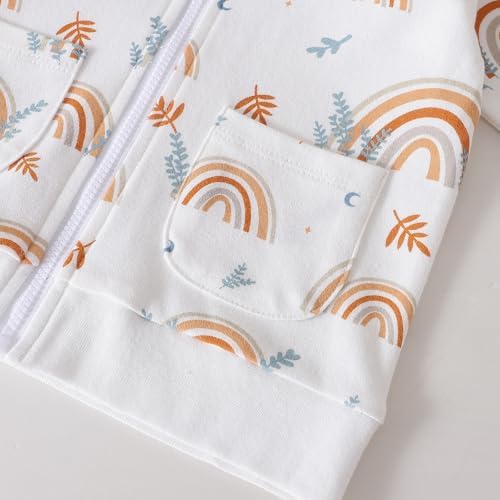 ROMPERINBOX Baby Hoodie for Boy Girl - 0-24 Months Rainbow Print