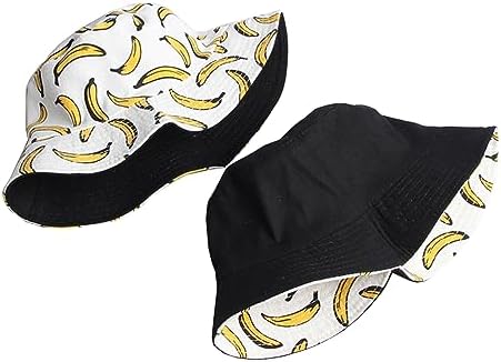 Fruit Print Bucket Hat Reversible Packable for Men Women
