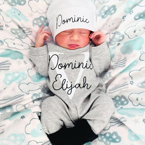 Custom Personalized Newborn Baby Coming Home Outfit with Monogrammed