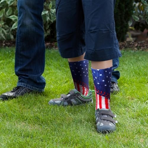 Jeyiour 10-Pair Mid Calf Baseball Crew Socks Patriotic Anthology