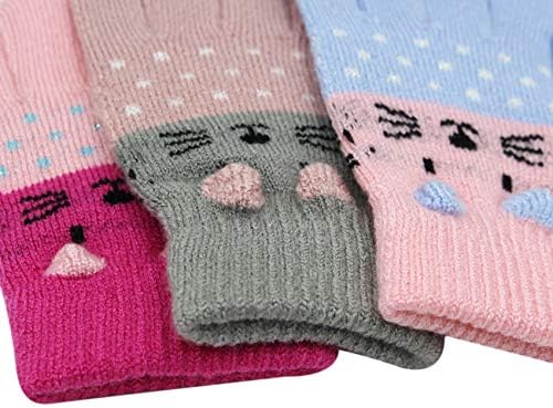 Perfect Kids Warm Gloves Cute Cat Design Safe for 0-15 Yearsold