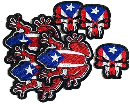 Genuine Puerto Rican Flag Iron-On Patch WITH COQUI SKELL uncontaminated