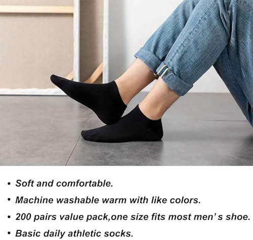 RICHBULL 200 Pairs Thin No Show Ankle Socks for Men Women