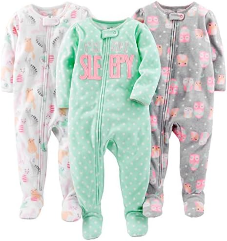 3-Pack Simple Joys Flame Resistant Fleece Pjs for Toddlers Babies