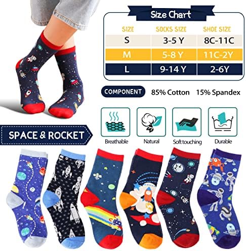 Anlisim 6 Pairs Spooky Socks for Boys Novelty and Spacious