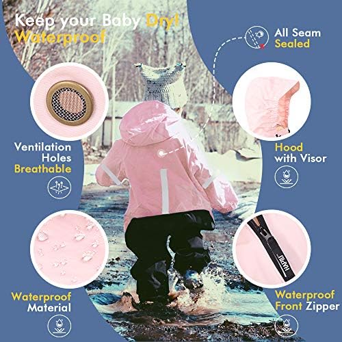 HAPIU Kids Toddler Muddy Buddy Waterproof Rain Jacket Set