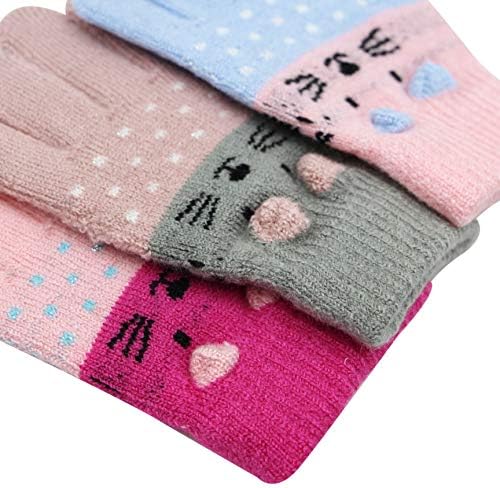 Perfect Kids Warm Gloves Cute Cat Design Safe for 0-15 Yearsold