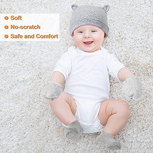 4 Piece Newborn Baby Hat and Mittens Set 0-6 Months