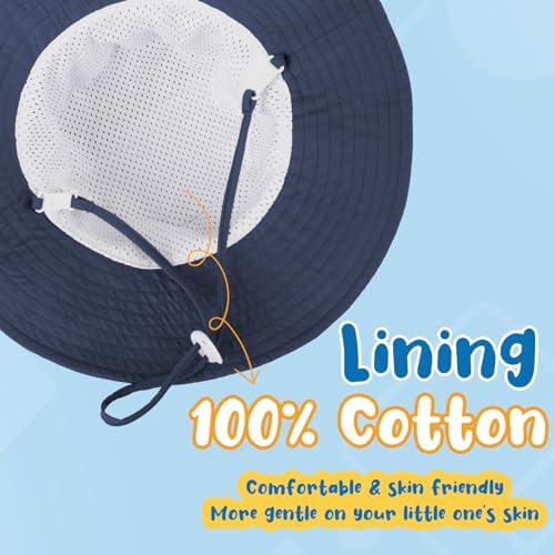 HONGTEYA Baby Sun Hat UPF 50 Toddler Bucket Hat with Adjustable Brim
