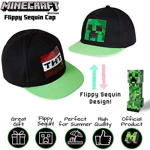 Minecraft Boys Baseball Cap with Reversible Sequin