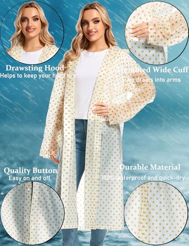Borogo 2PCS Reusable Rain Coats Durable Water-Resistant
