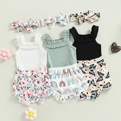 Cute Summer Outfit for Baby Girls - Romper Shorts Set