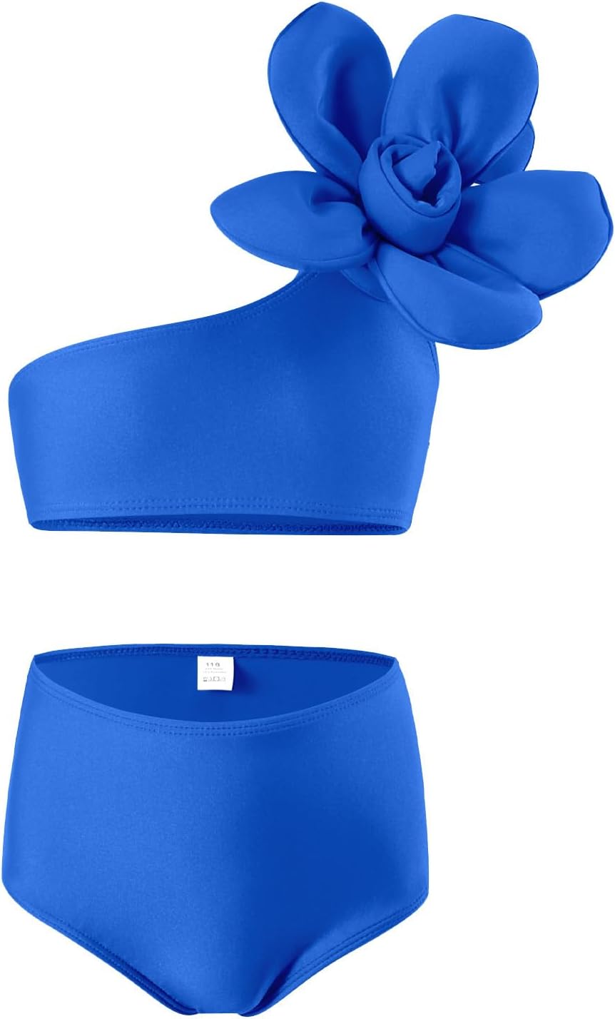 Banmave Toddler Girl One-Piece Swimsuit with Ruffles and Hat
