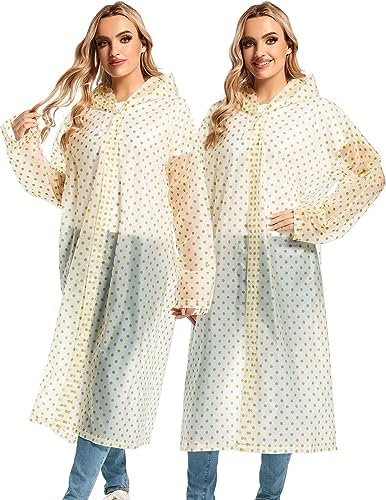 Borogo 2PCS Reusable Rain Coats Durable Water-Resistant