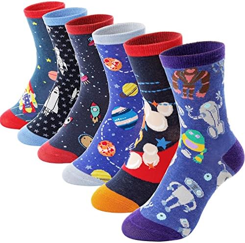 Anlisim 6 Pairs Spooky Socks for Boys Novelty and Spacious