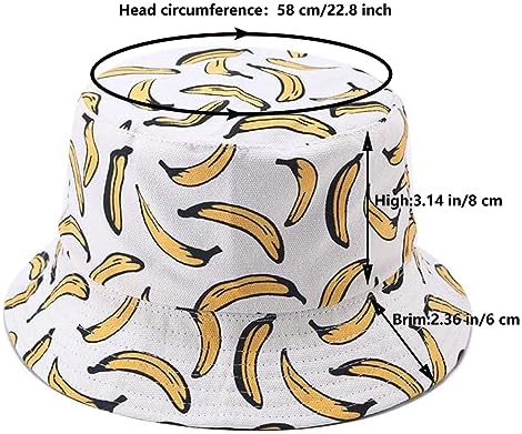 Fruit Print Bucket Hat Reversible Packable for Men Women