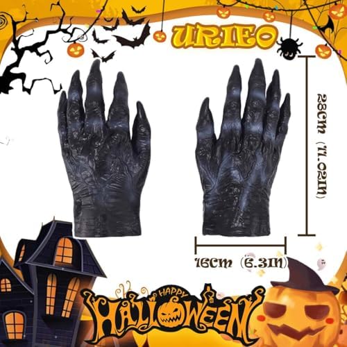 Halloween Costume Gloves for Adults - Flexible PVC Trick or Treat Trick