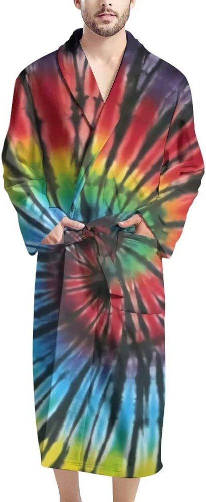 AF PANQZ Big Tall mens robe with pockets waffle design comfortable loungewear