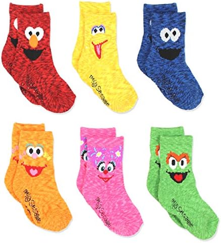 Sesame Street Elmo Boys Girls Multi Pack Crew Socks with Grippers 1