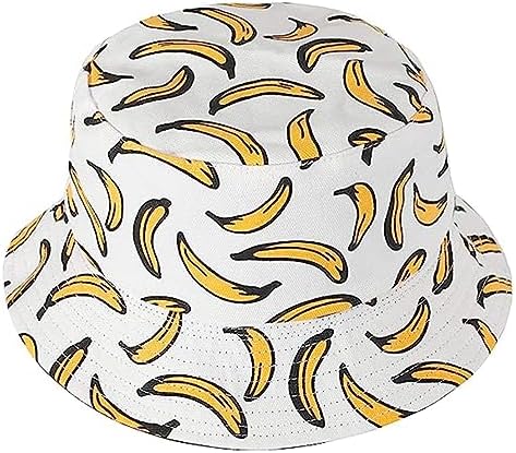 Fruit Print Bucket Hat Reversible Packable for Men Women