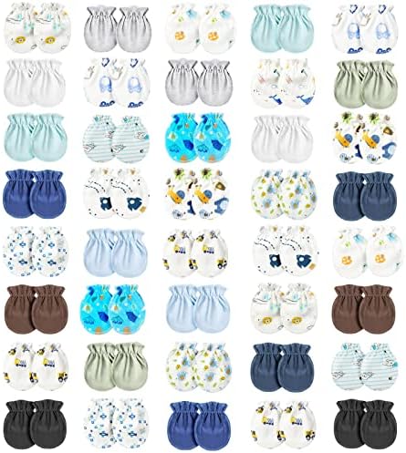 Geyoga 40-Pair Elastic No Scratch Mittens for 0-6 Months