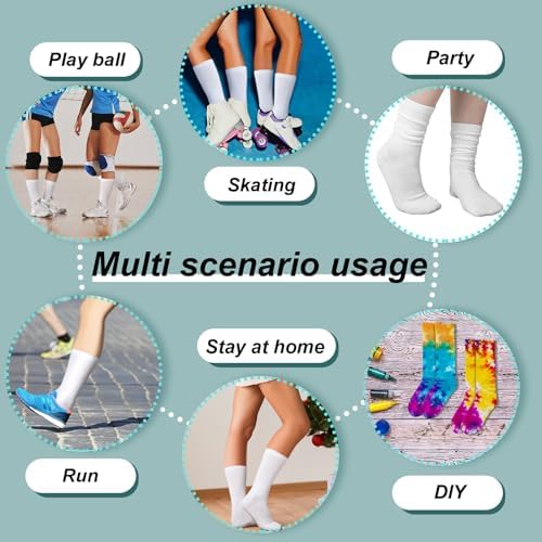 12-Pair White Knee-High Socks