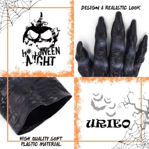 Halloween Costume Gloves for Adults - Flexible PVC Trick or Treat Trick