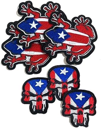Genuine Puerto Rican Flag Iron-On Patch WITH COQUI SKELL uncontaminated