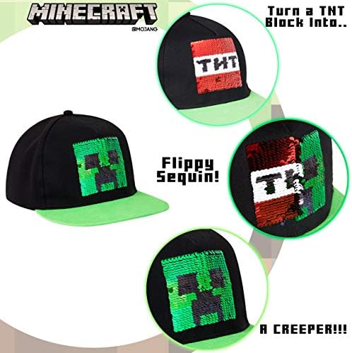 Minecraft Boys Baseball Cap with Reversible Sequin
