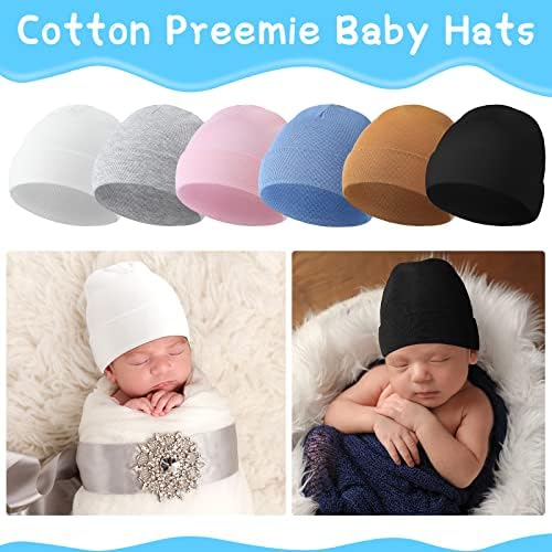 6-Piece Newcotte Cotton Baby Beanie Hats for Premie