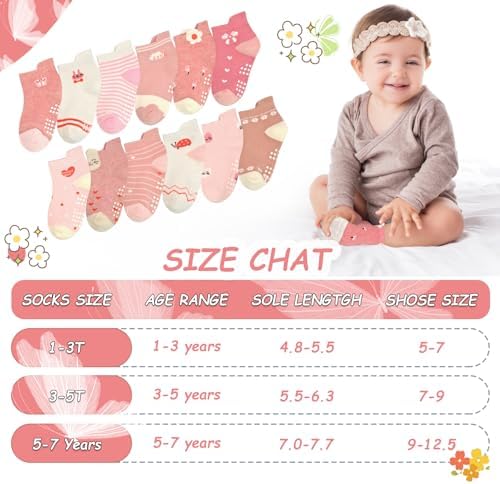 SkiBeaut Non-Slip Ankle Socks for Toddlers
