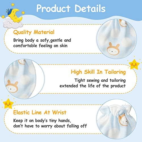 Geyoga 40-Pair Elastic No Scratch Mittens for 0-6 Months