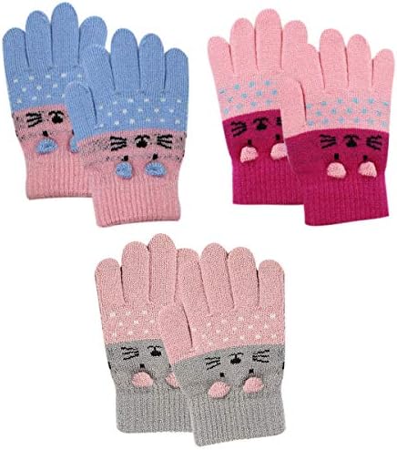 Perfect Kids Warm Gloves Cute Cat Design Safe for 0-15 Yearsold