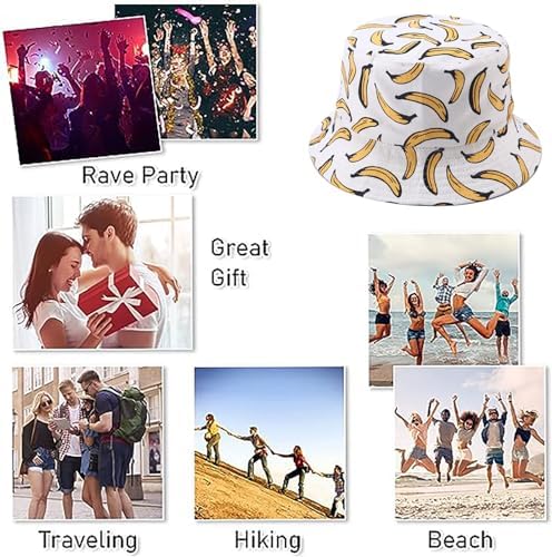 Fruit Print Bucket Hat Reversible Packable for Men Women