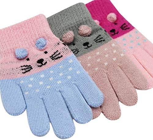 Perfect Kids Warm Gloves Cute Cat Design Safe for 0-15 Yearsold