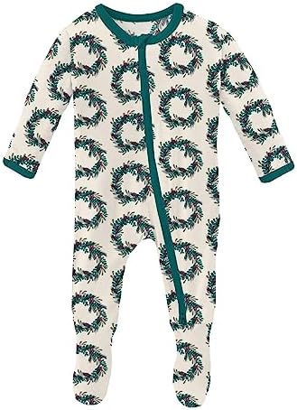 Kickee Print Footie with 2-Way Zipper for 6-9 Months