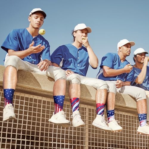 Jeyiour 10-Pair Mid Calf Baseball Crew Socks Patriotic Anthology