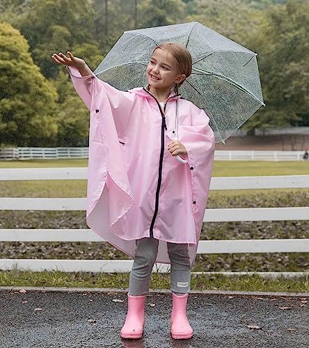 Lightweight Kids Rain Poncho SaphiRose waterproof jacket with zipper snap features