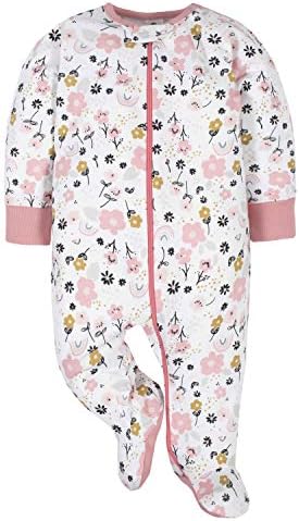 Gerber Baby Girls Footies Sleep Play 4-Pack with Fun Design