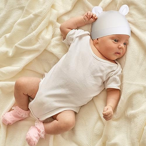 Toulite 10 Pcs Bear Ears Cotton Hats for Newborn Girls