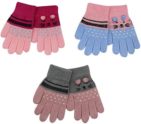 Perfect Kids Warm Gloves Cute Cat Design Safe for 0-15 Yearsold