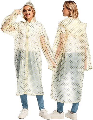 Borogo 2PCS Reusable Rain Coats Durable Water-Resistant