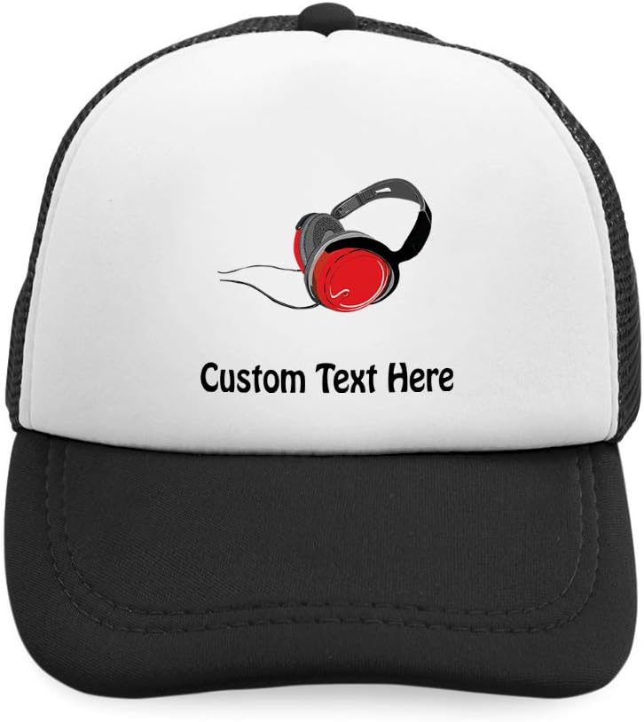 Personalized Kids Trucker Hat with Adjustable Bill Black Red Design