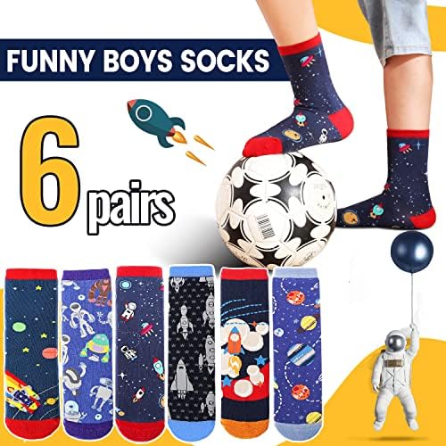 Anlisim 6 Pairs Spooky Socks for Boys Novelty and Spacious