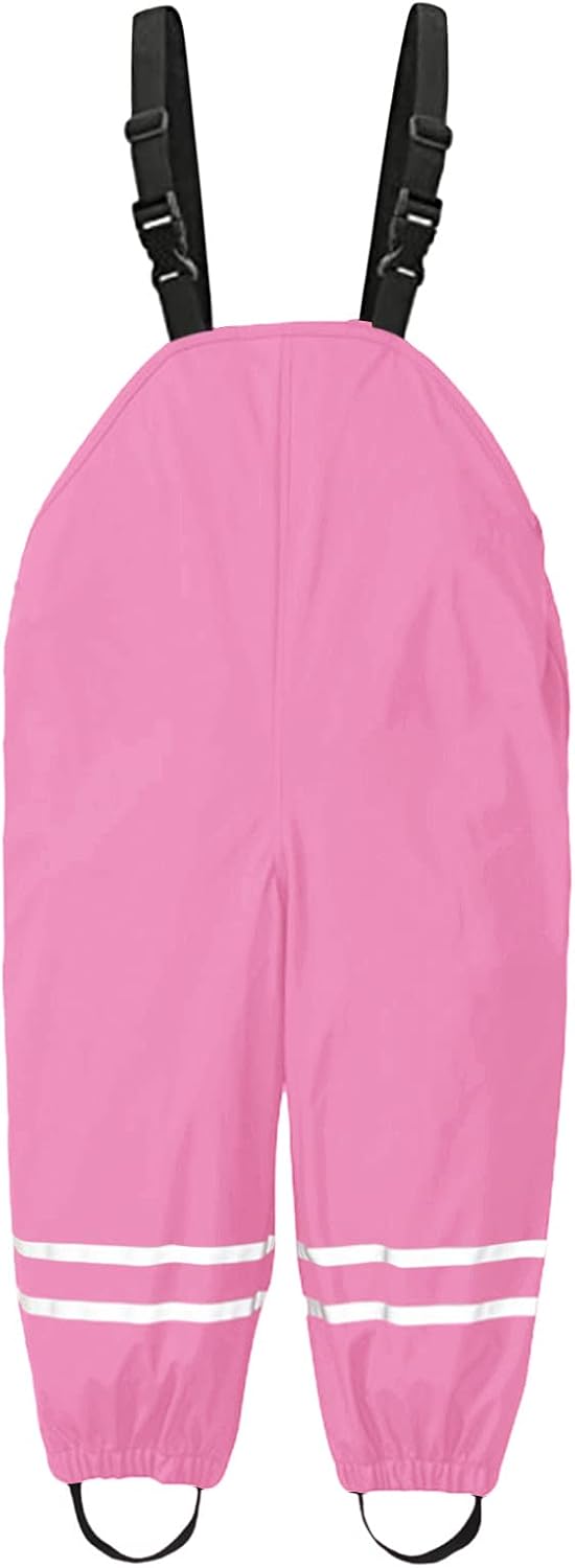 RNTOP Kids Toddler Suspender Rain Pants for Boys Girls