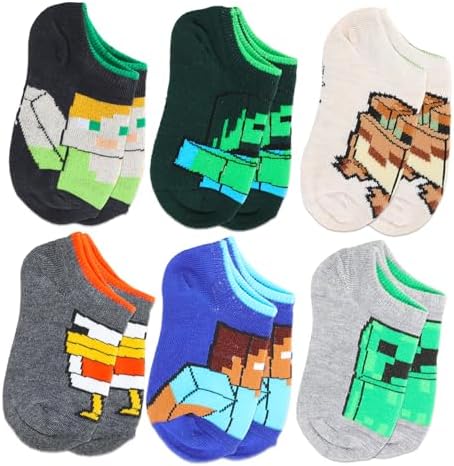 Minecraft Socks Set for Boys 6-8 with Stickers