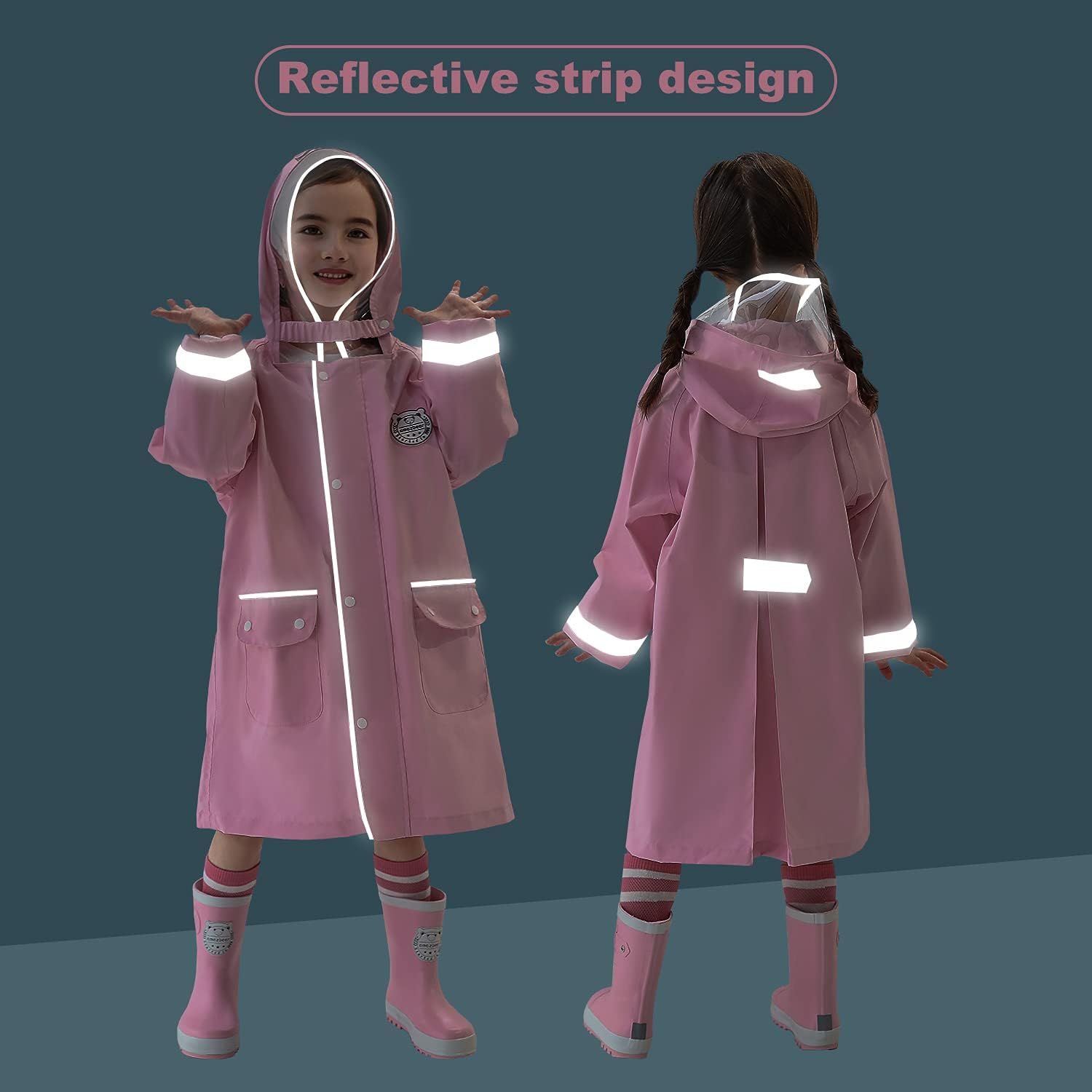 Rain Jacket for Kids Waterproof Reflective