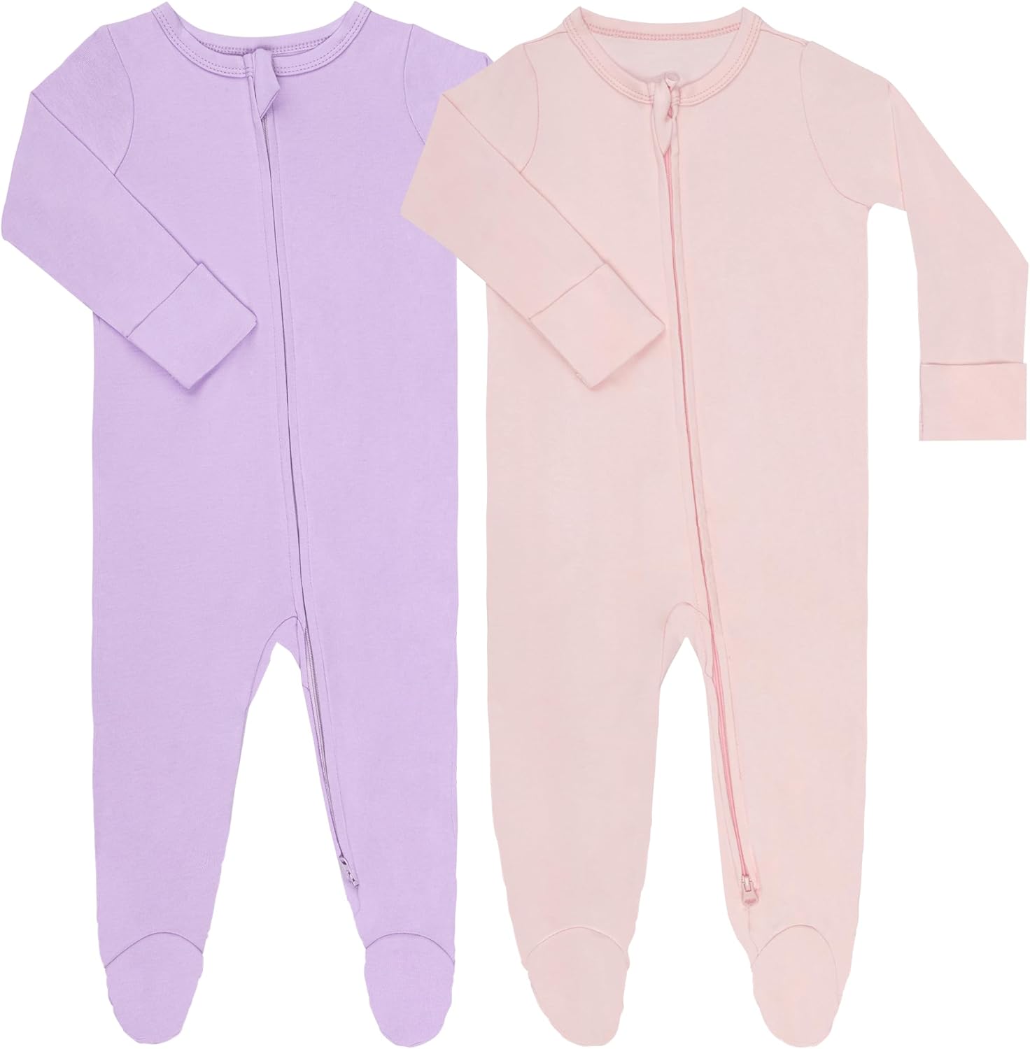 GuineaBabby Footed Long Sleeve Baby Pajamas with Zipper